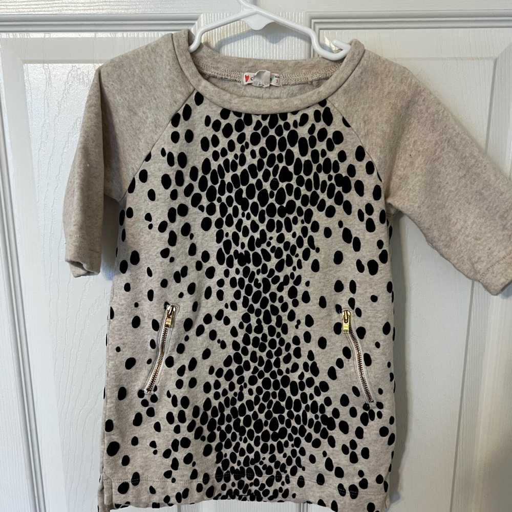 Crewcuts Kids' Gray and Black Dot Sweatshirt Dress